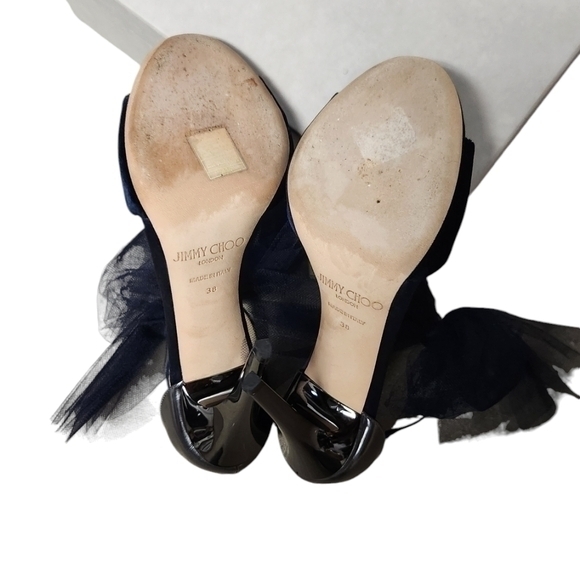 Jimmy Choo Navy Blue Heels with Tulle Detail - Picture 11 of 16